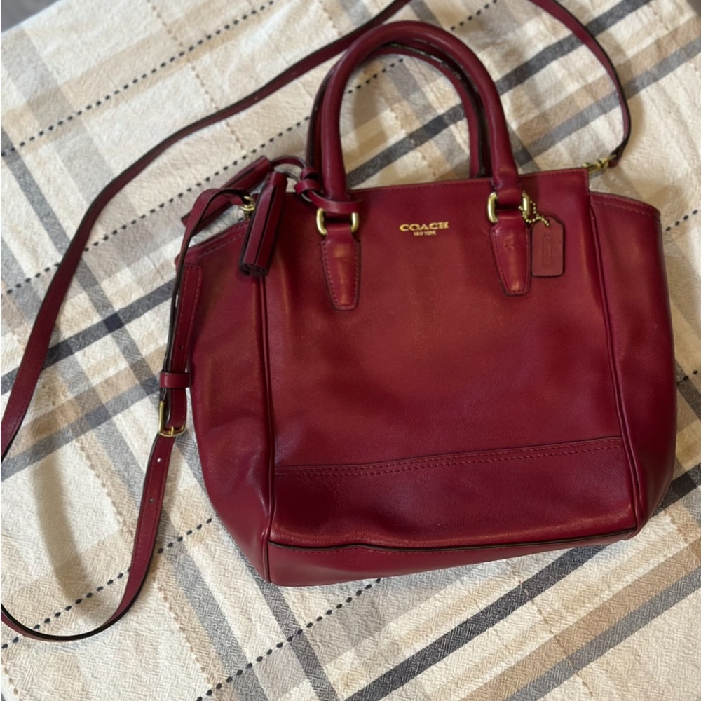 Coach burgundy Leather Women's Mini Tanner